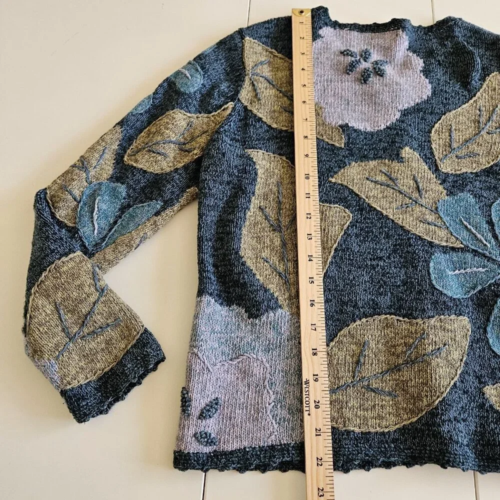 Vtg Sigrid Olsen Knit Cardigan Womens M Multicolor LS Buttons Boho Floral Boho - Picture 7 of 16